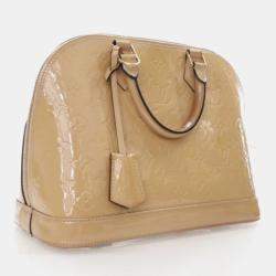 Pre Owned Louis Vuitton Alma PM Beige Monogram Vernis Leather Handbag