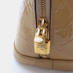 Pre Owned Louis Vuitton Alma PM Beige Monogram Vernis Leather Handbag
