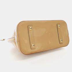 Pre Owned Louis Vuitton Alma PM Beige Monogram Vernis Leather Handbag
