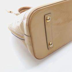 Pre Owned Louis Vuitton Alma PM Beige Monogram Vernis Leather Handbag