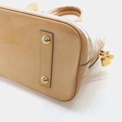 Pre Owned Louis Vuitton Alma PM Beige Monogram Vernis Leather Handbag