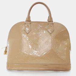 Pre Owned Louis Vuitton Alma PM Beige Monogram Vernis Leather Handbag