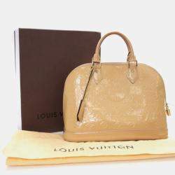 Pre Owned Louis Vuitton Alma PM Beige Monogram Vernis Leather Handbag