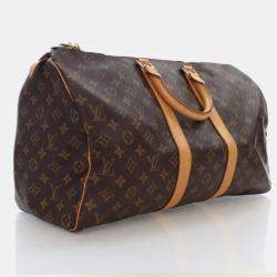 Pre Owned Louis Vuitton Keepall 45 Brown Monogram Coated Canvas Travel Bag
