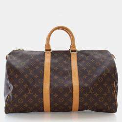 Pre Owned Louis Vuitton Keepall 45 Brown Monogram Coated Canvas Travel Bag