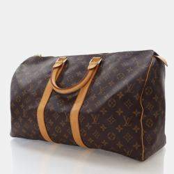 Pre Owned Louis Vuitton Keepall 45 Brown Monogram Coated Canvas Travel Bag