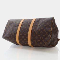 Pre Owned Louis Vuitton Keepall 45 Brown Monogram Coated Canvas Travel Bag