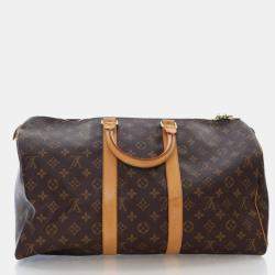 Pre Owned Louis Vuitton Keepall 45 Brown Monogram Coated Canvas Travel Bag