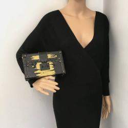 Pre Owned Louis Vuitton Petite Malle Black Monogram Canvas Clutch Bag