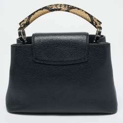 Pre Owned حقيبة لويس فيتون كابوسين بيثون جلد أزرق بحري/بيج بي بي