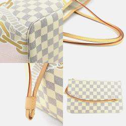 Pre Owned Louis Vuitton Neverfull MM Ivory Damier Azur Nautical Canvas Handbag