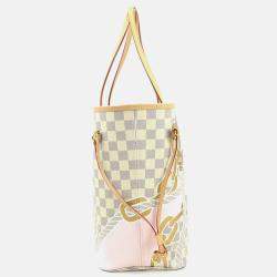 Pre Owned Louis Vuitton Neverfull MM Ivory Damier Azur Nautical Canvas Handbag