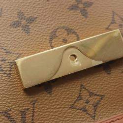 Pre Owned Louis Vuitton Dauphine Mini Brown Beige Monogram Reverse Coated Canvas Leather Shoulder Bag