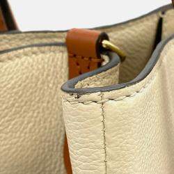 Pre Owned Louis Vuitton On My Side MM Beige Leather Handbag