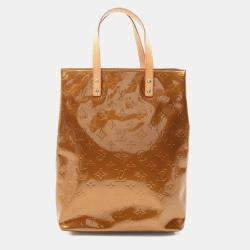 Pre Owned Louis Vuitton Lead Mm Tote Bag Vernis Leather Brown Bronze