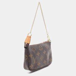 Pre Owned Louis Vuitton Mini Pochette Accessoires Monogram Canvas Leather Crossbody Bag