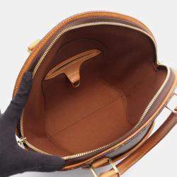 Pre Owned Louis Vuitton Ellipse PM Brown Monogram Canvas Leather Top Handle Bag