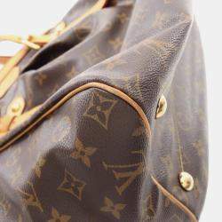 Pre Owned Louis Vuitton Tivoli GM Brown Monogram Canvas Leather Shoulder Bag