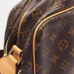 Pre Owned Louis Vuitton Reporter PM Brown Monogram Canvas Leather Crossbody Bag