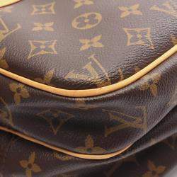 Pre Owned Louis Vuitton Reporter PM Brown Monogram Canvas Leather Crossbody Bag