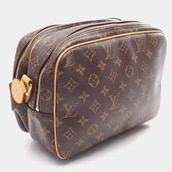 Pre Owned Louis Vuitton Reporter PM Brown Monogram Canvas Leather Crossbody Bag