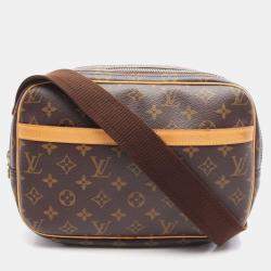 Pre Owned Louis Vuitton Reporter PM Brown Monogram Canvas Leather Crossbody Bag