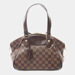 Pre Owned Louis Vuitton Verona PM Brown Damier Ebene Canvas Leather Shoulder Bag