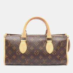 Pre Owned Louis Vuitton Popincourt Brown Monogram Canvas Leather Shoulder Bag