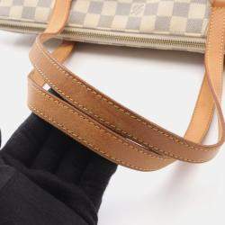 Pre Owned Louis Vuitton Totally MM White Damier Azur Canvas Leather Tote Bag