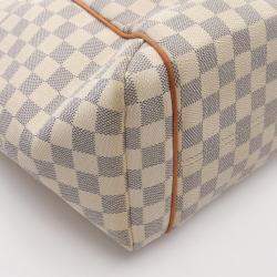 Pre Owned Louis Vuitton Totally MM White Damier Azur Canvas Leather Tote Bag