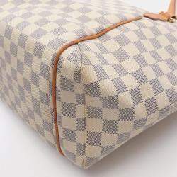 Pre Owned Louis Vuitton Totally MM White Damier Azur Canvas Leather Tote Bag