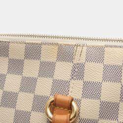 Pre Owned Louis Vuitton Totally MM White Damier Azur Canvas Leather Tote Bag