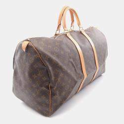 Pre Owned Louis Vuitton Keepall 55 Brown Monogram Canvas Travel Bag