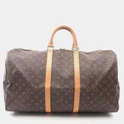 Pre Owned Louis Vuitton Keepall 55 Brown Monogram Canvas Travel Bag