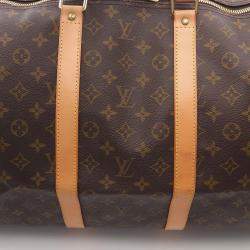 Pre Owned Louis Vuitton Keepall 55 Brown Monogram Canvas Travel Bag