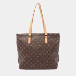 Pre Owned Louis Vuitton Cabas Mezzo Brown Monogram Canvas Tote Bag