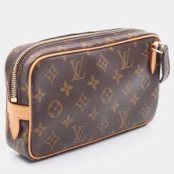 Pre Owned Louis Vuitton Pochette Marly Bandouliere Brown Monogram Canvas Crossbody Bag