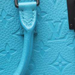 Pre Owned Louis Vuitton Sac Plat Blue Taurillon Leather Messenger Tote Bag