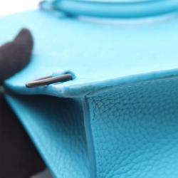 Pre Owned Louis Vuitton Sac Plat Blue Taurillon Leather Messenger Tote Bag