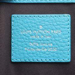 Pre Owned Louis Vuitton Sac Plat Blue Taurillon Leather Messenger Tote Bag