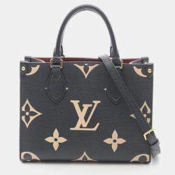 Pre Owned Louis Vuitton OnTheGo PM Black Bicolor Monogram Empreinte Leather Tote Bag