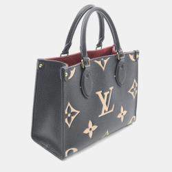 Pre Owned Louis Vuitton OnTheGo PM Black Bicolor Monogram Empreinte Leather Tote Bag