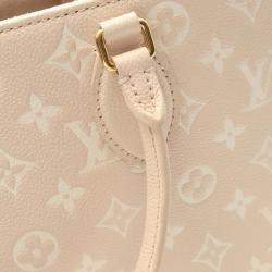 Pre Owned Louis Vuitton OnTheGo MM Rose Beige Monogram Empreinte Leather Tote Bag