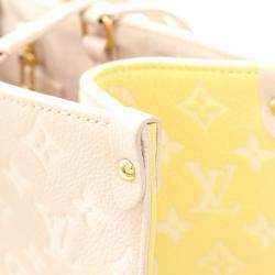 Pre Owned Louis Vuitton OnTheGo MM Rose Beige Monogram Empreinte Leather Tote Bag