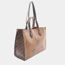 Pre Owned Louis Vuitton OnTheGo MM Brown Monogram Giant Reverse Canvas Tote Bag
