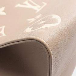 Pre Owned Louis Vuitton OnTheGo MM Beige Monogram Leather Tote Bag