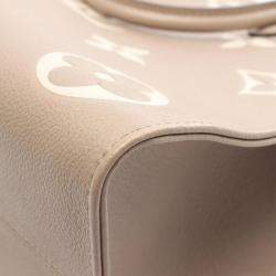 Pre Owned Louis Vuitton OnTheGo MM Beige Monogram Leather Tote Bag