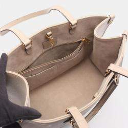 Pre Owned Louis Vuitton OnTheGo MM Beige Monogram Leather Tote Bag