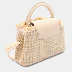 Pre Owned Louis Vuitton Capucines BB Tweed/Leather Top Handle Bag
