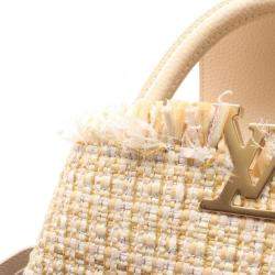 Pre Owned Louis Vuitton Capucines BB Tweed/Leather Top Handle Bag